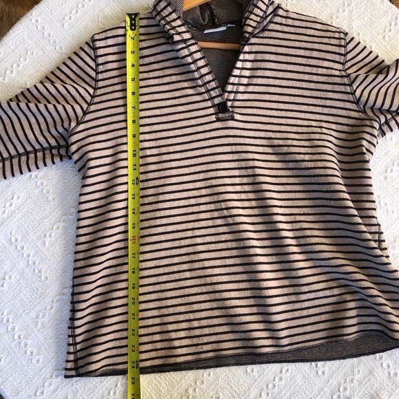 Hot Cotton Striped Long Sleeve Hooded Sweatshirt Large V-neck Soft Skater Grunge - Picture 7 of 8